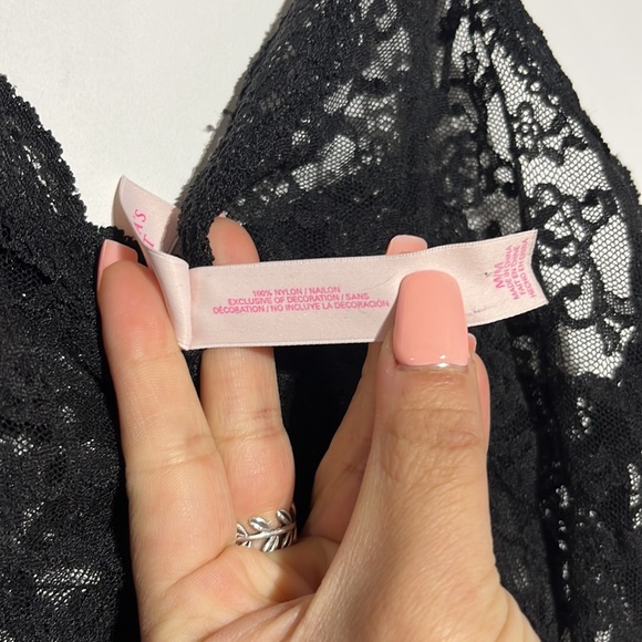 Victoria’s Secret Black Lace Mesh Floral Slip Dress Size M - Picture 6 of 7